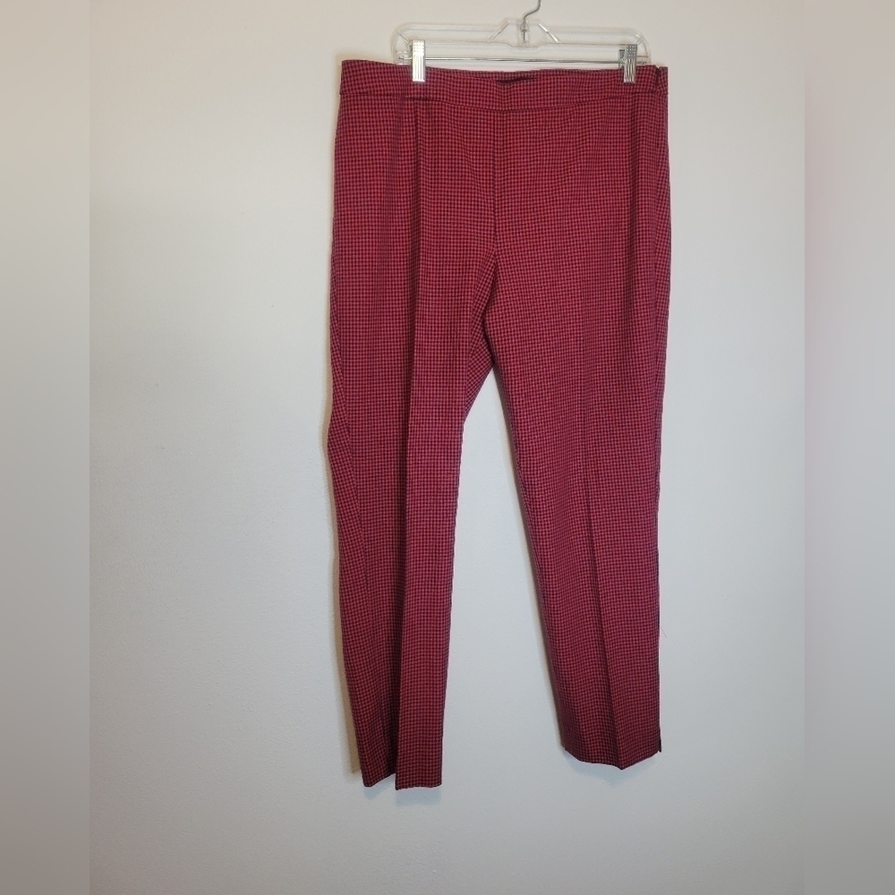 Talbots Chatham ankle red/black checkered print pants trouser